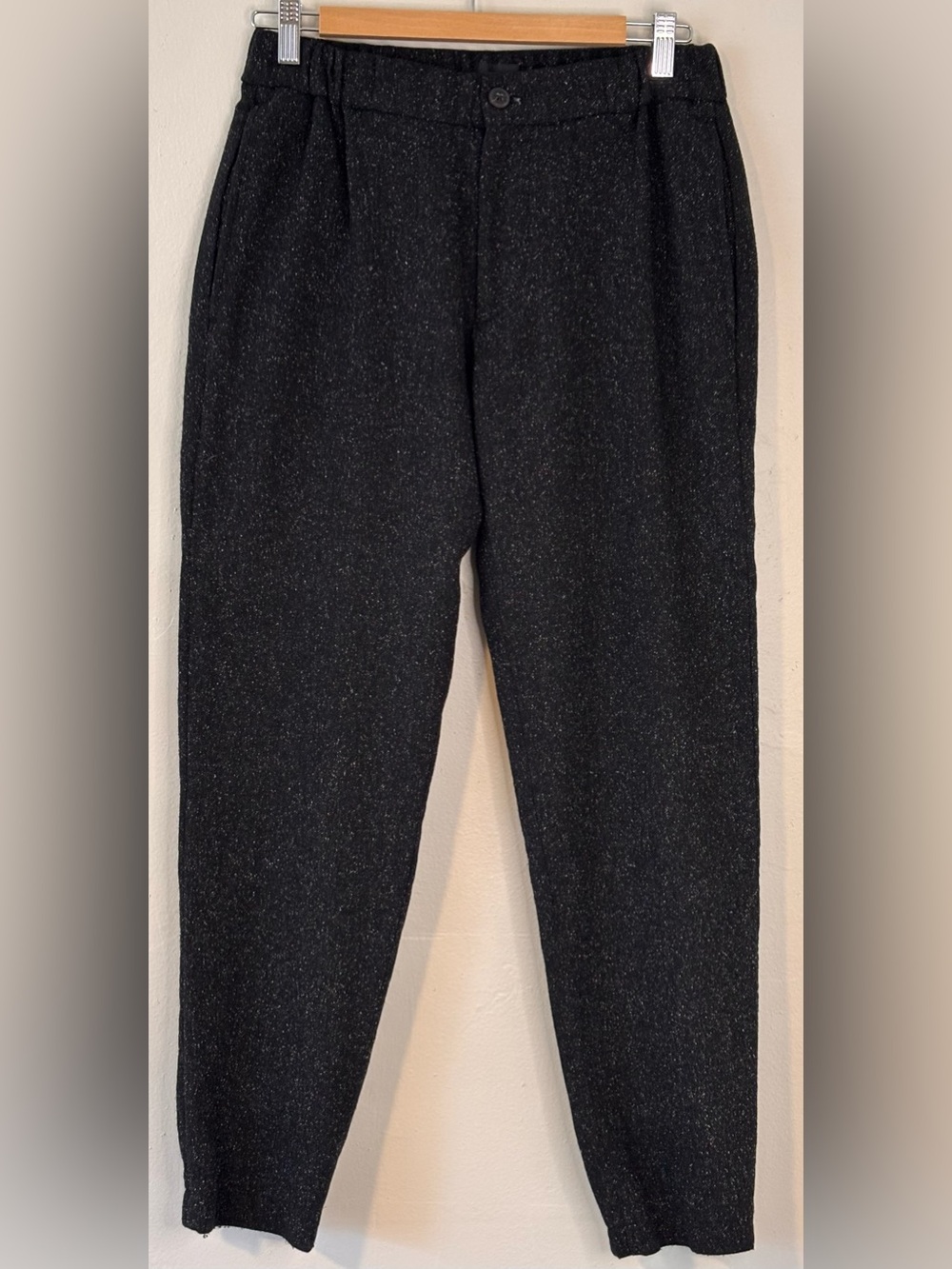 Club Monaco Men's Small Black with White Speckles Wool Silk Blend Trousers